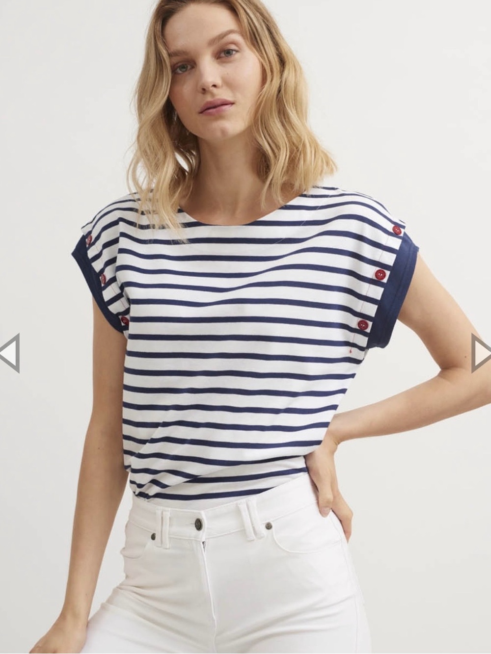 Saint James L'Atelier Perigny Shirt Women's US 6 Navy Striped Coastal Preppy